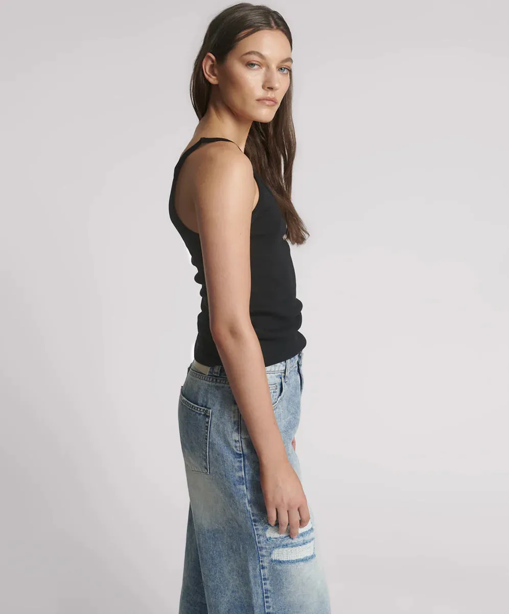 One Teaspoon - Fine Ribbed Singlet - Black