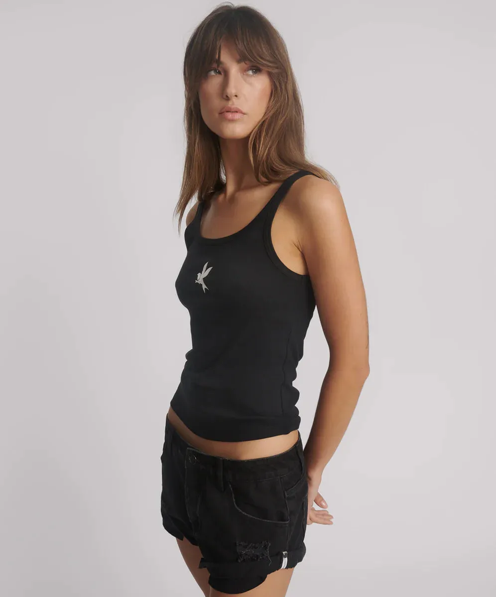 One Teaspoon - Fine Ribbed Singlet - Black
