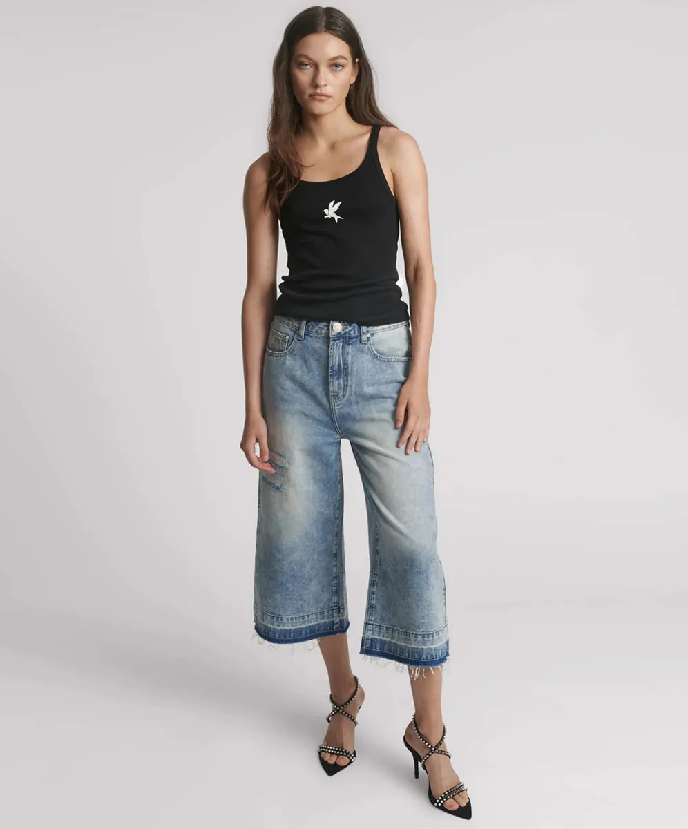 One Teaspoon - Fine Ribbed Singlet - Black