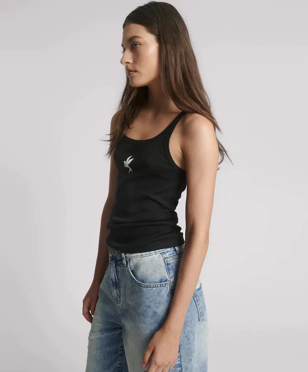 One Teaspoon - Fine Ribbed Singlet - Black