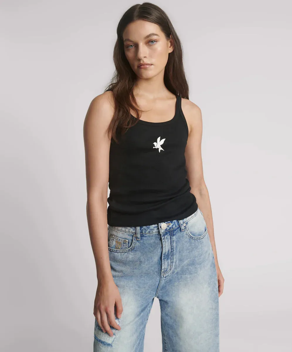 One Teaspoon - Fine Ribbed Singlet - Black