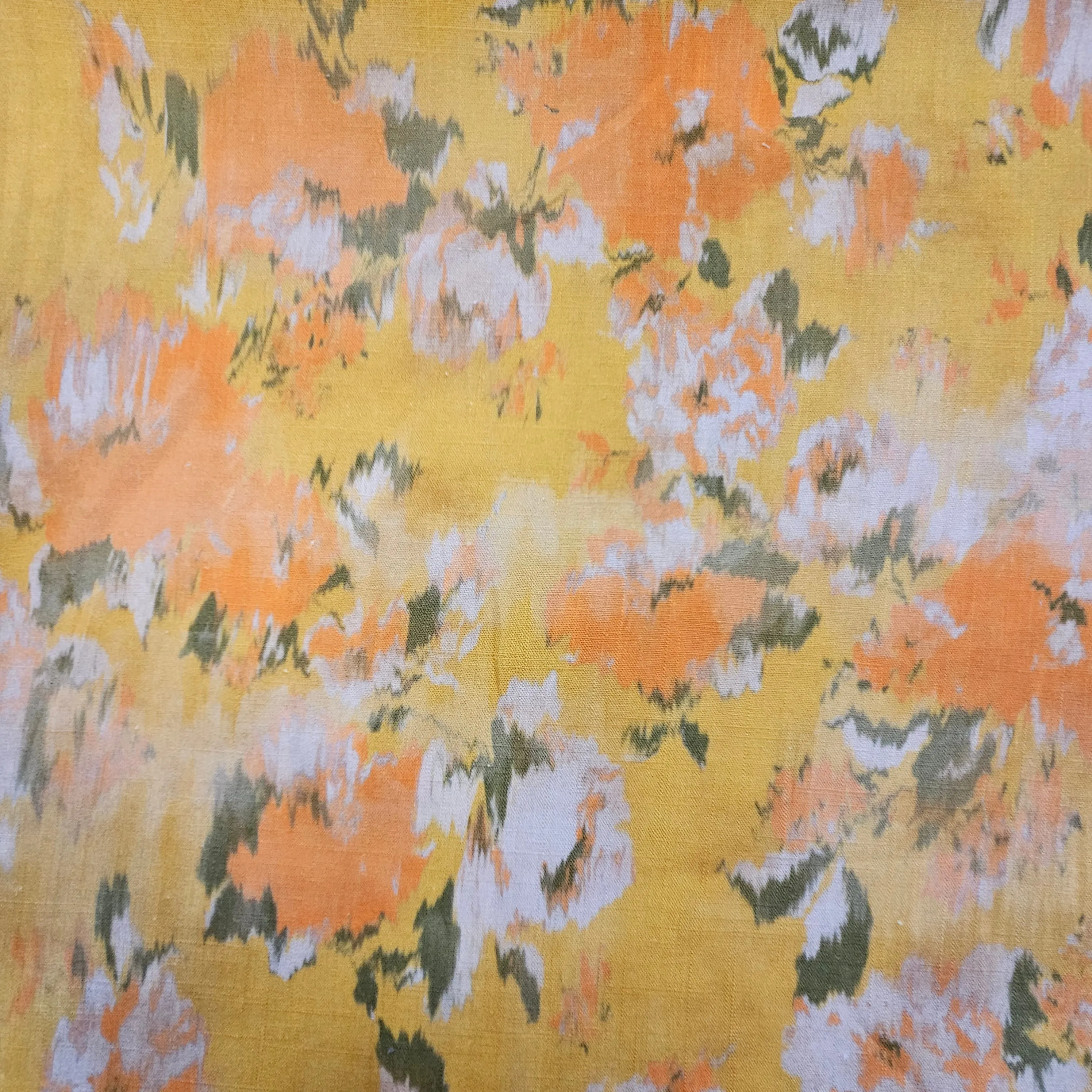 Orange Floral Linen/Rayon Blend