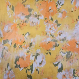Orange Floral Linen/Rayon Blend
