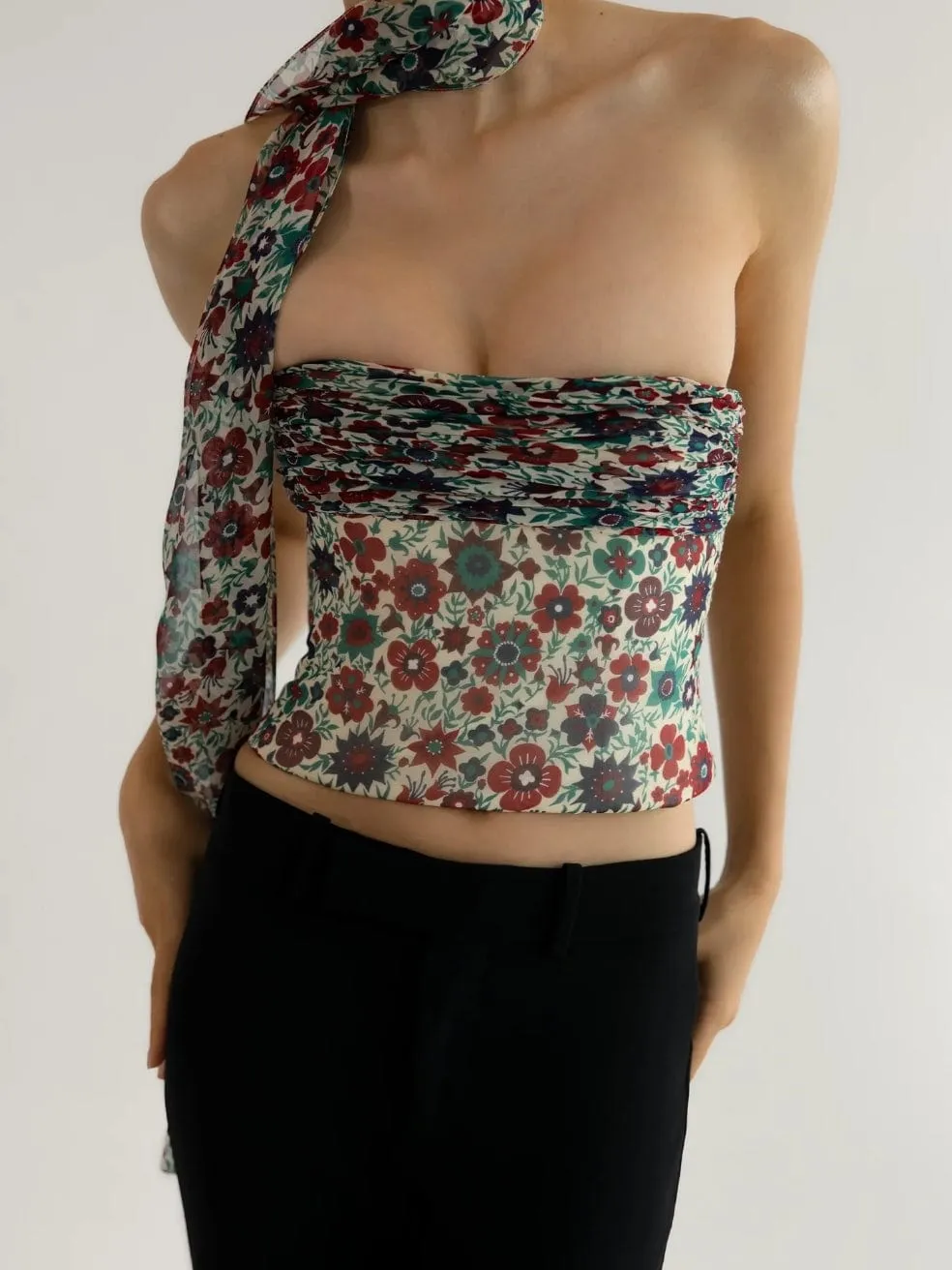 Orseund Iris Chiffon Bustier in Vintage Floral