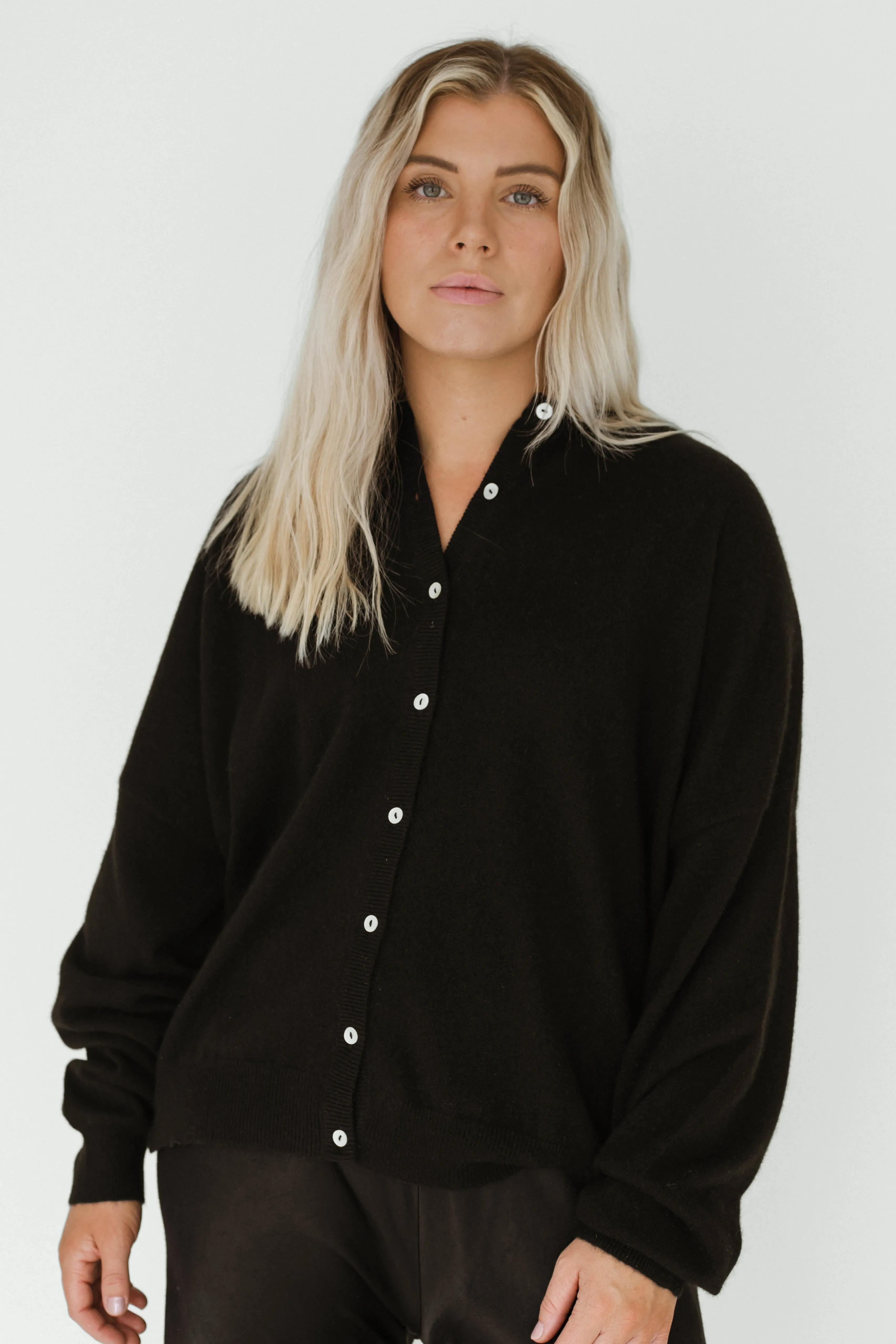 Oversized Cashmere Cardigan - Black