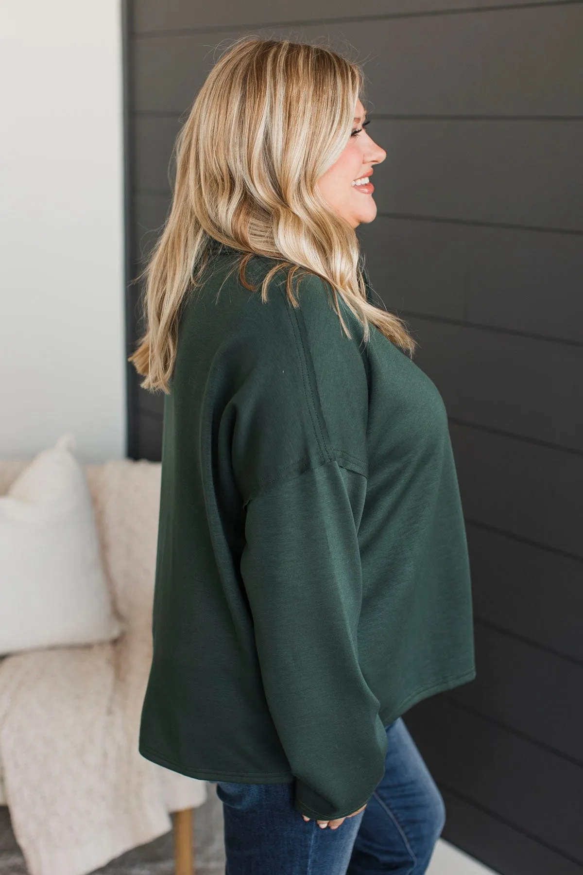 Pep In Your Step Pullover Top- Hunter Green