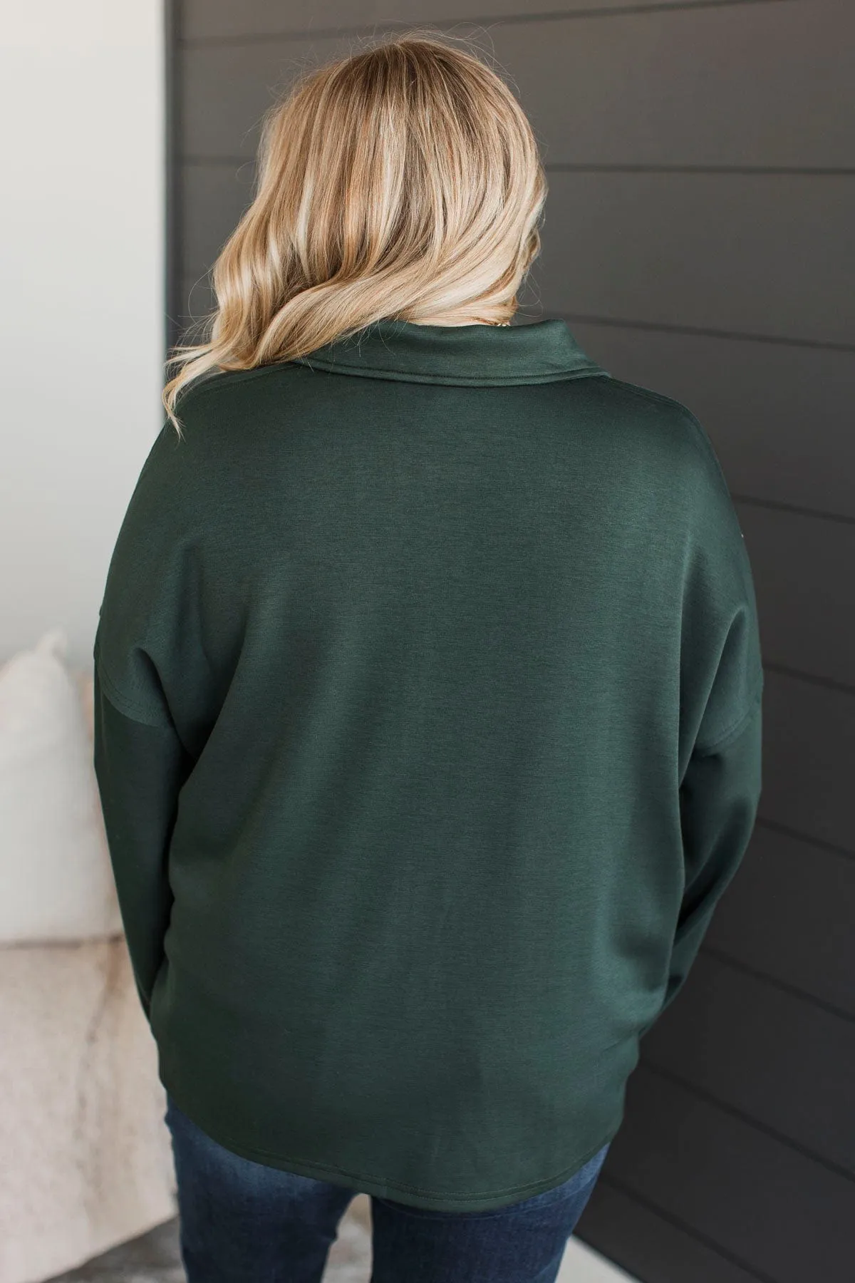Pep In Your Step Pullover Top- Hunter Green