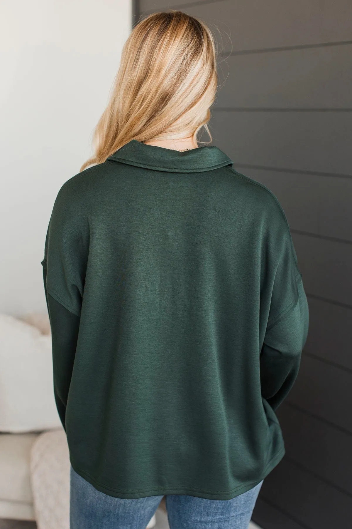 Pep In Your Step Pullover Top- Hunter Green