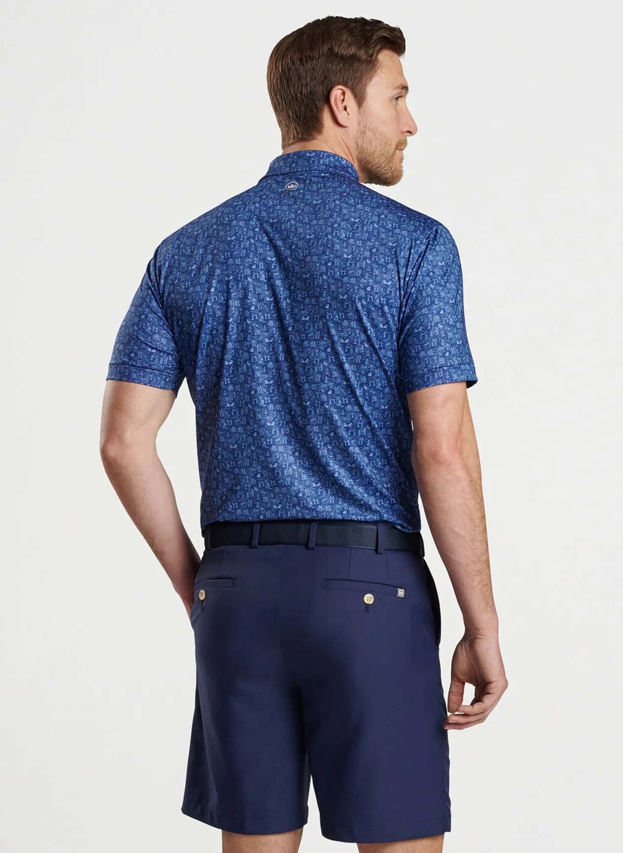 Peter Millar Mens Classic Fit Carolina Shag Performance Jersey Polo - SPORT NAVY