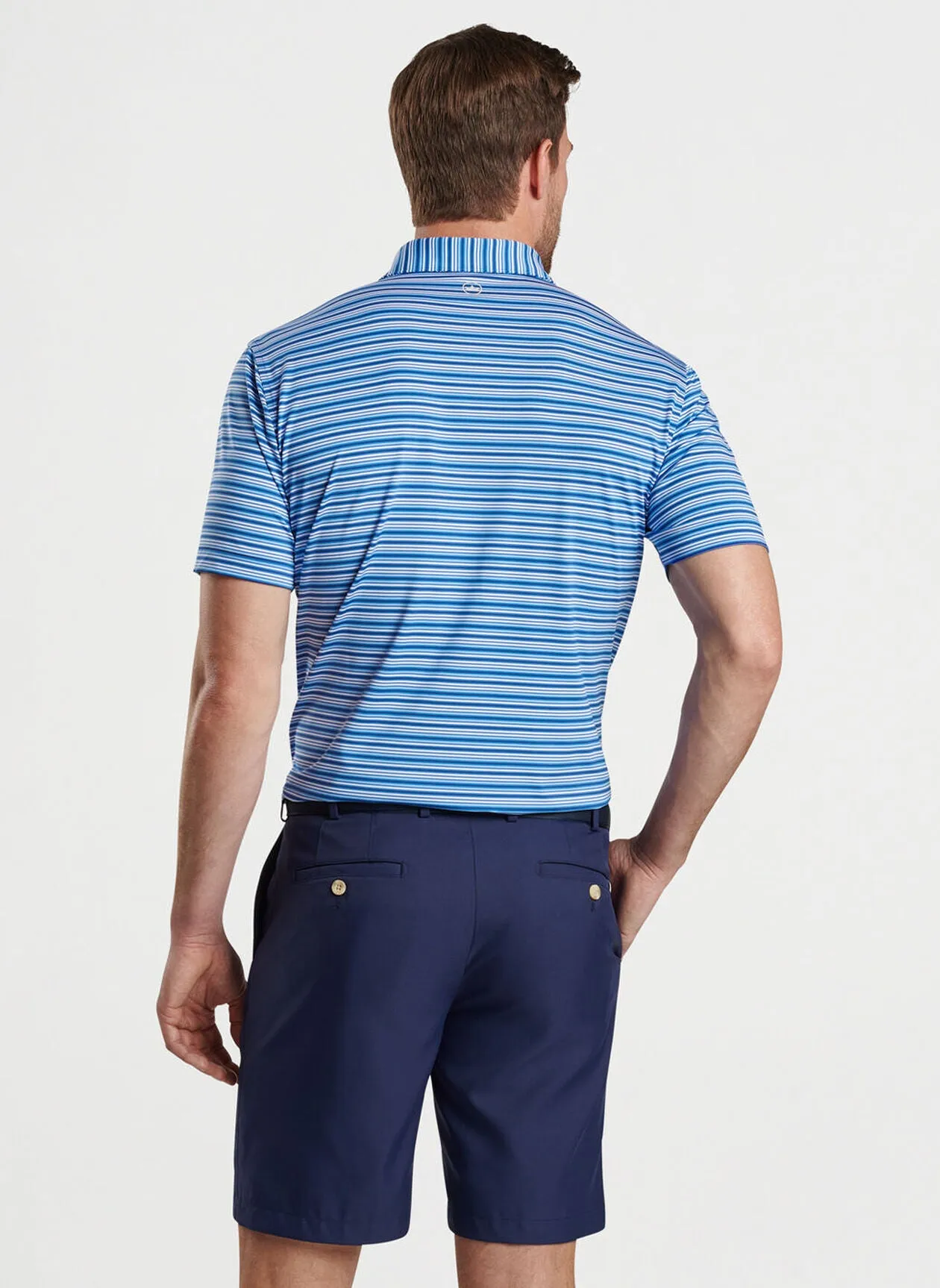 Peter Millar Mens Classic Fit Clifton Performance Jersey Polo - MAKO BLUE
