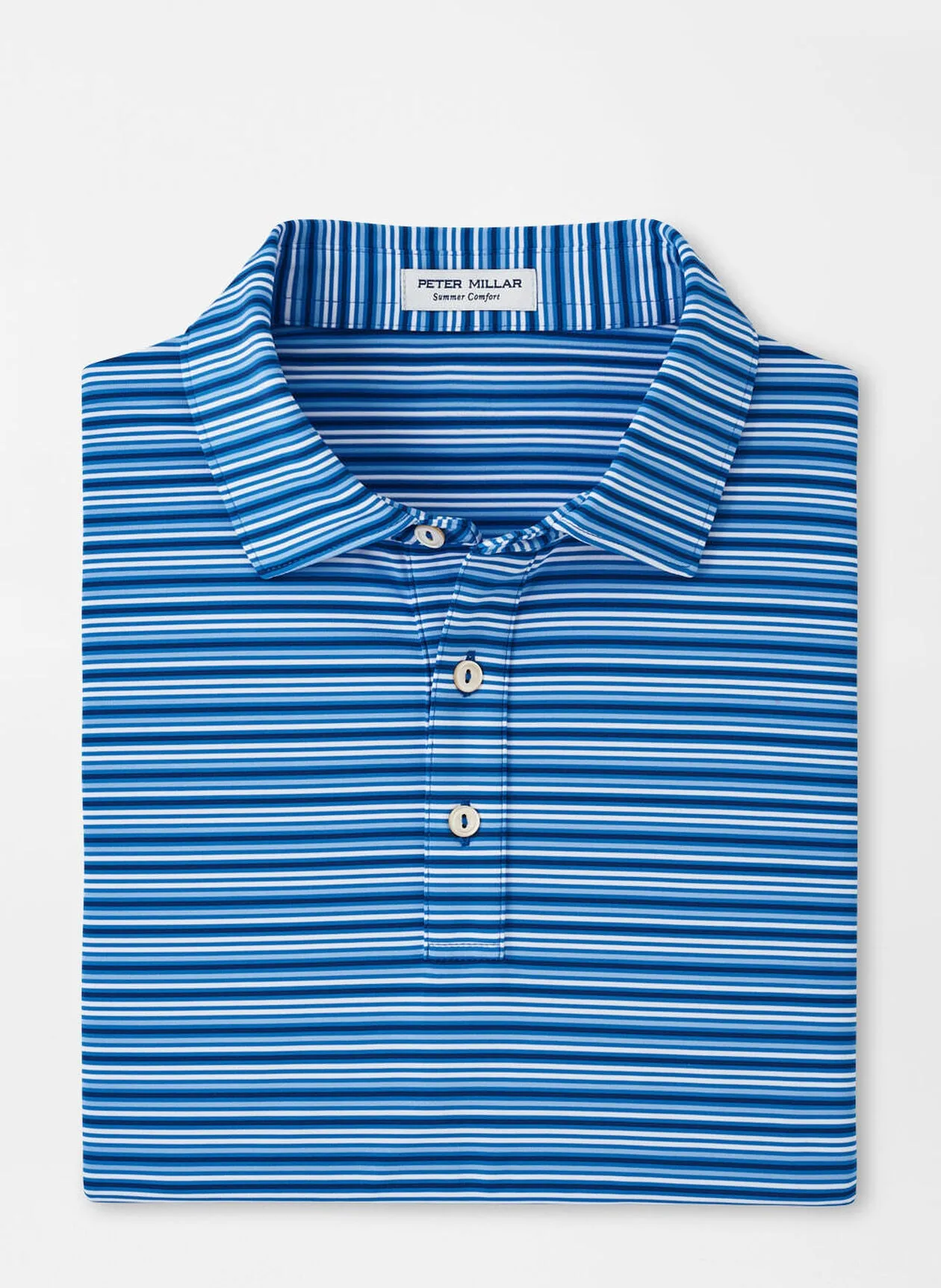 Peter Millar Mens Classic Fit Clifton Performance Jersey Polo - MAKO BLUE