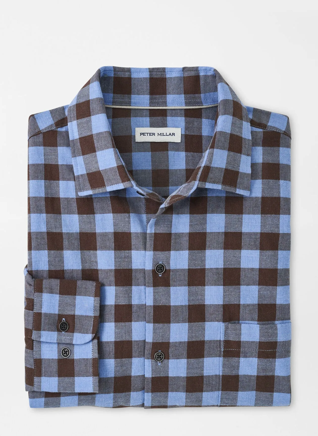 Peter Millar Mens Classic Fit Delta Cotton Sport Shirt - COTTAGE BLUE