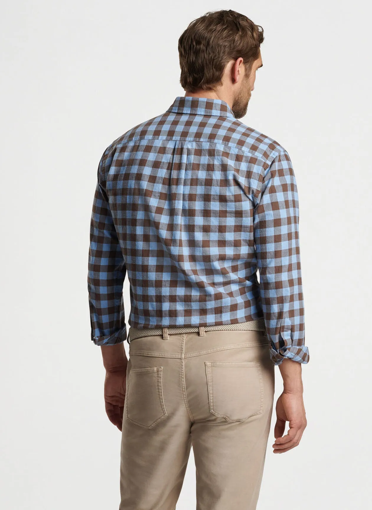 Peter Millar Mens Classic Fit Delta Cotton Sport Shirt - COTTAGE BLUE