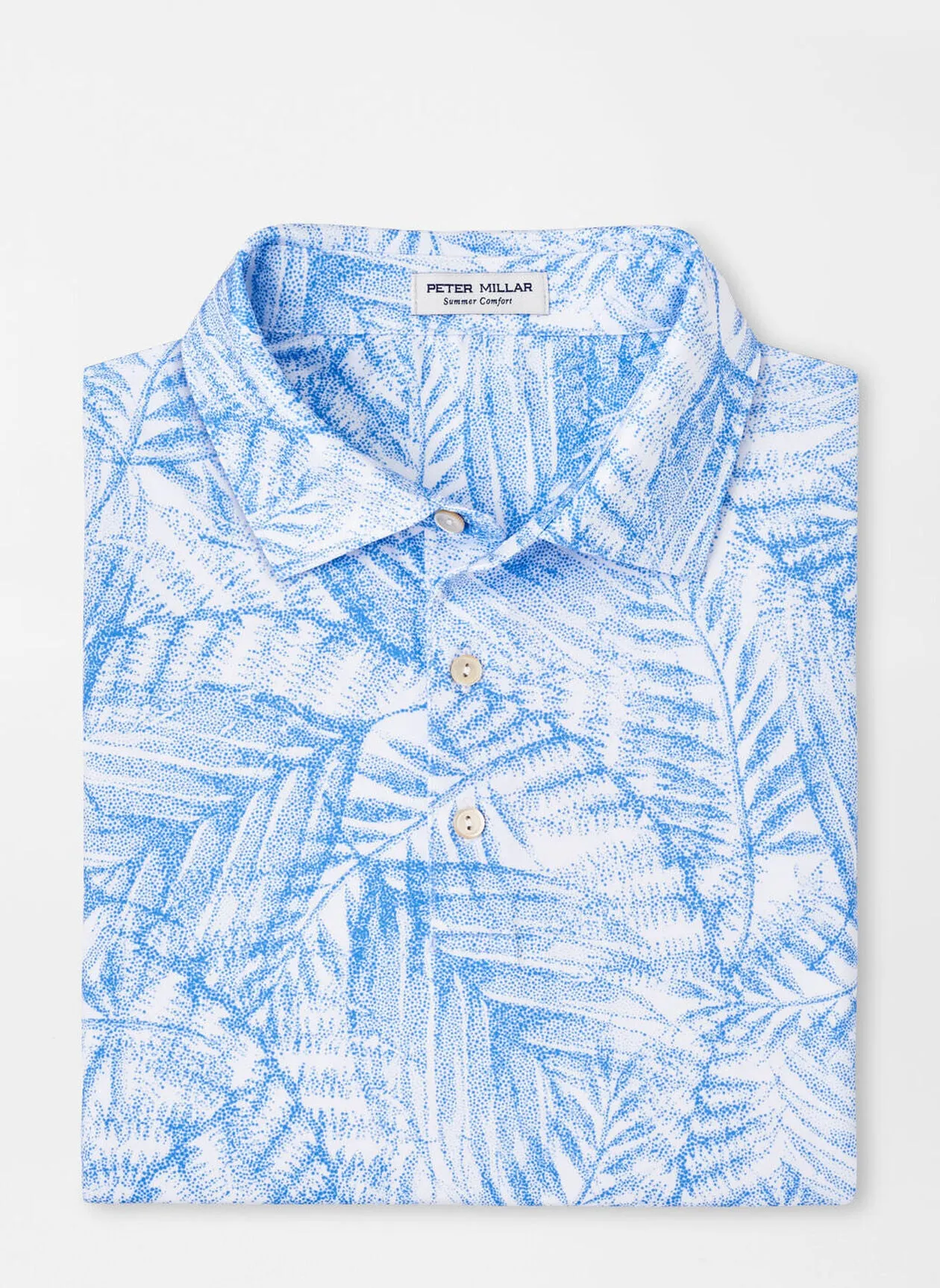 Peter Millar Mens Classic Fit Fern Performance Jersey Polo - WHITE