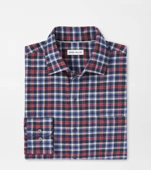 Peter Millar Mens Classic Fit Gander Cotton Sport Shirt - NAVY