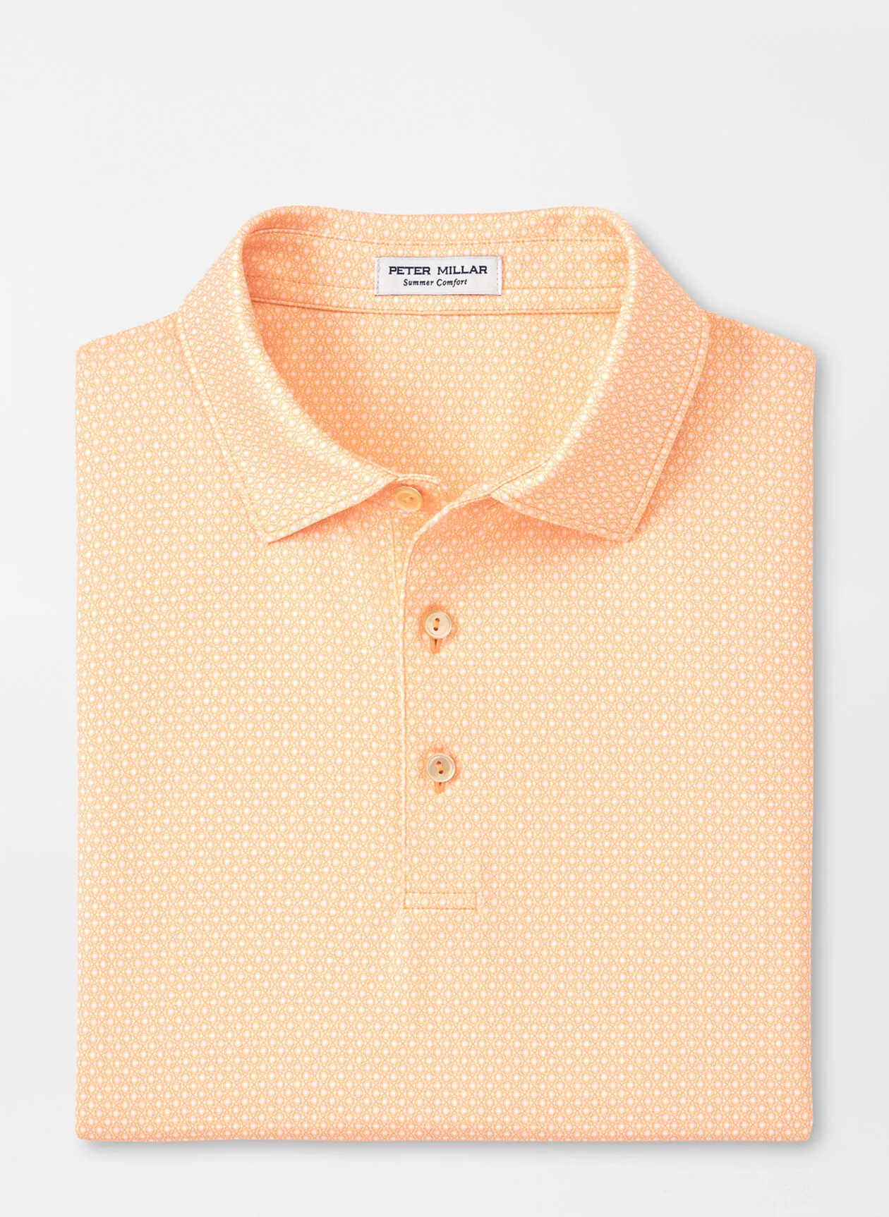 Peter Millar Mens Classic Fit Tesseract Performance Jersey Polo- ORANGE