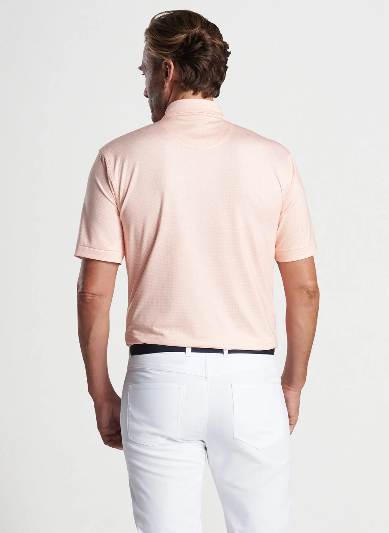 Peter Millar Mens Classic Fit Tesseract Performance Jersey Polo- ORANGE