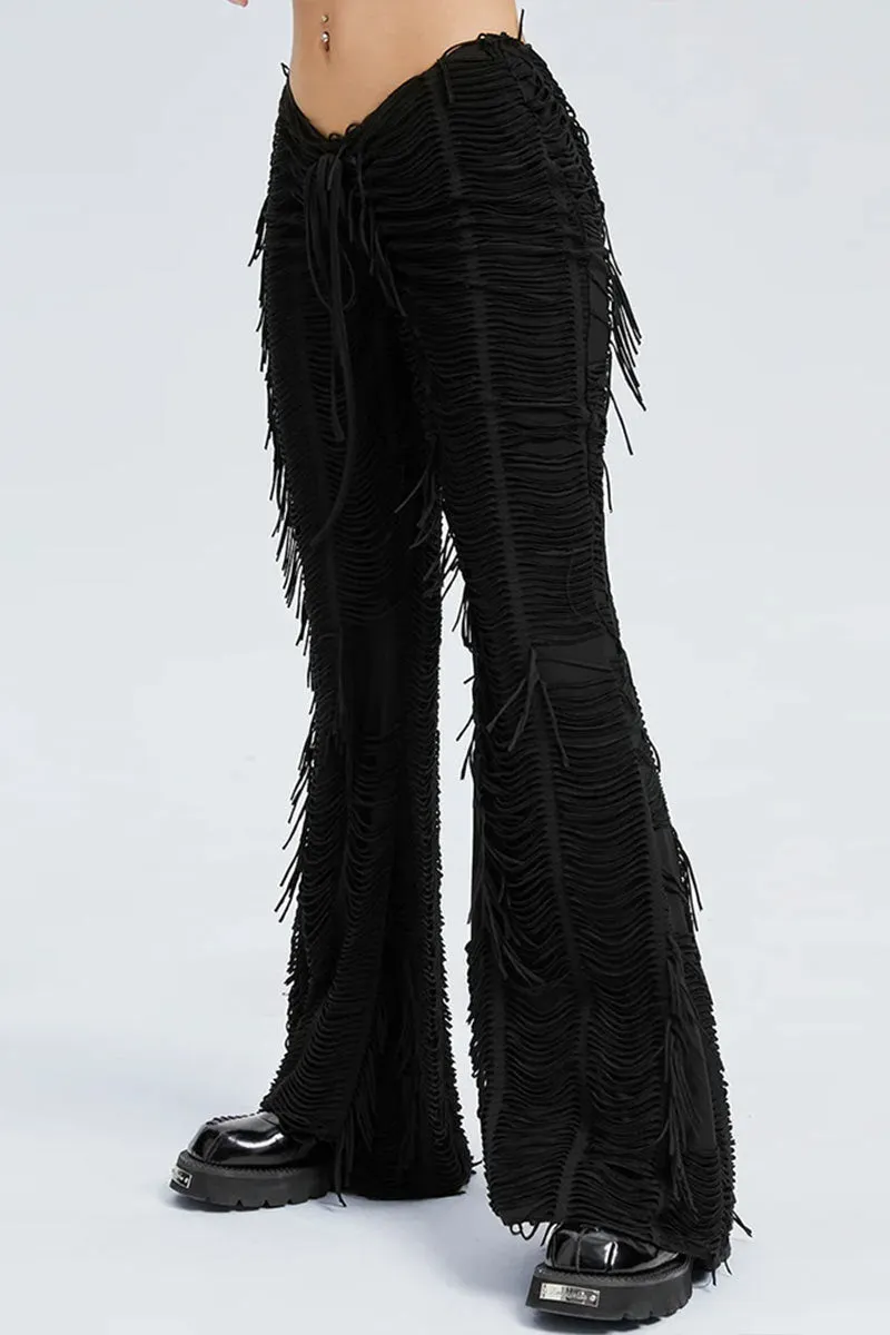 PI0374 Striped Fringes Long Pants