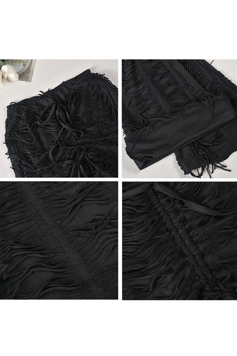 PI0374 Striped Fringes Long Pants