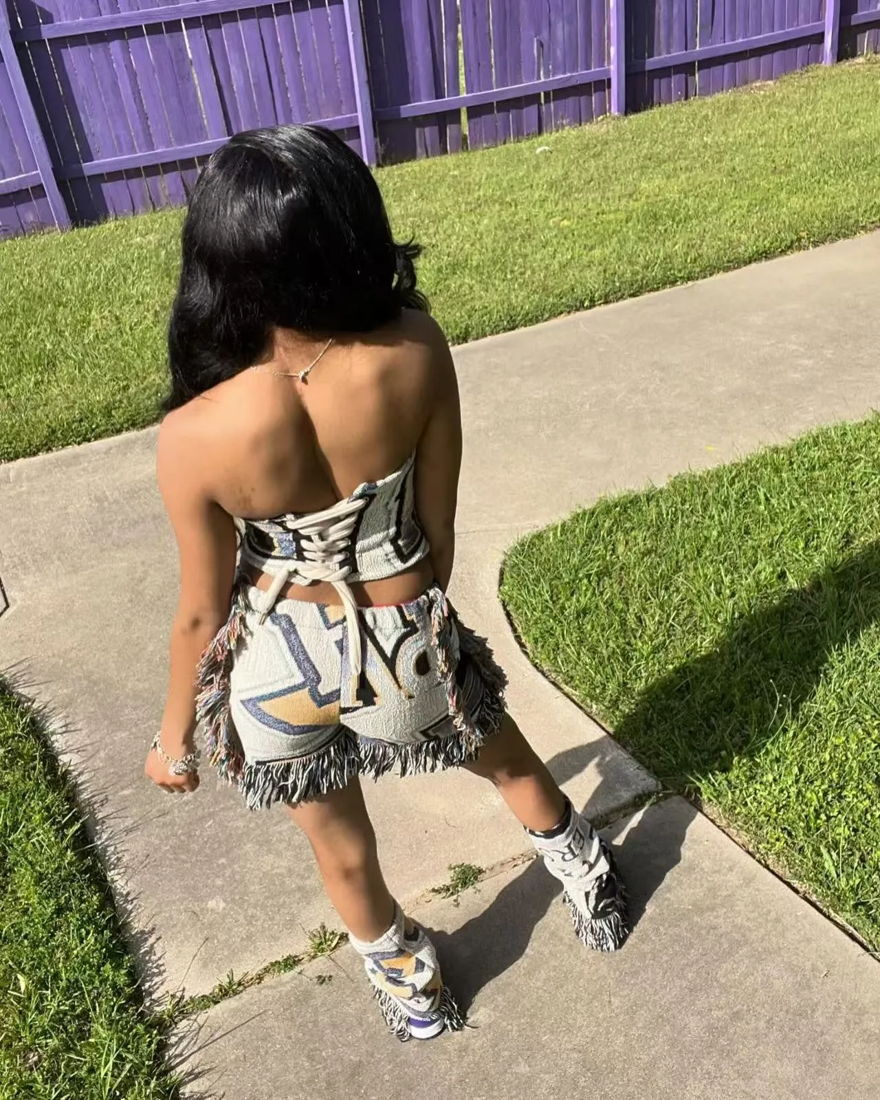 Playful Multi-Color Print Tassel Shorts with Effortless Boho Vibes