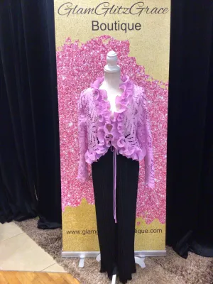 Pleated Fitted Waist Flare Legged Pant