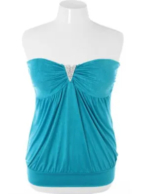 Plus Size Designer Diamond Teal Tube Top