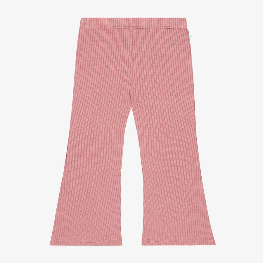 Posh Peanut Solid Ribbed Bell Bottoms - Dusty Rose