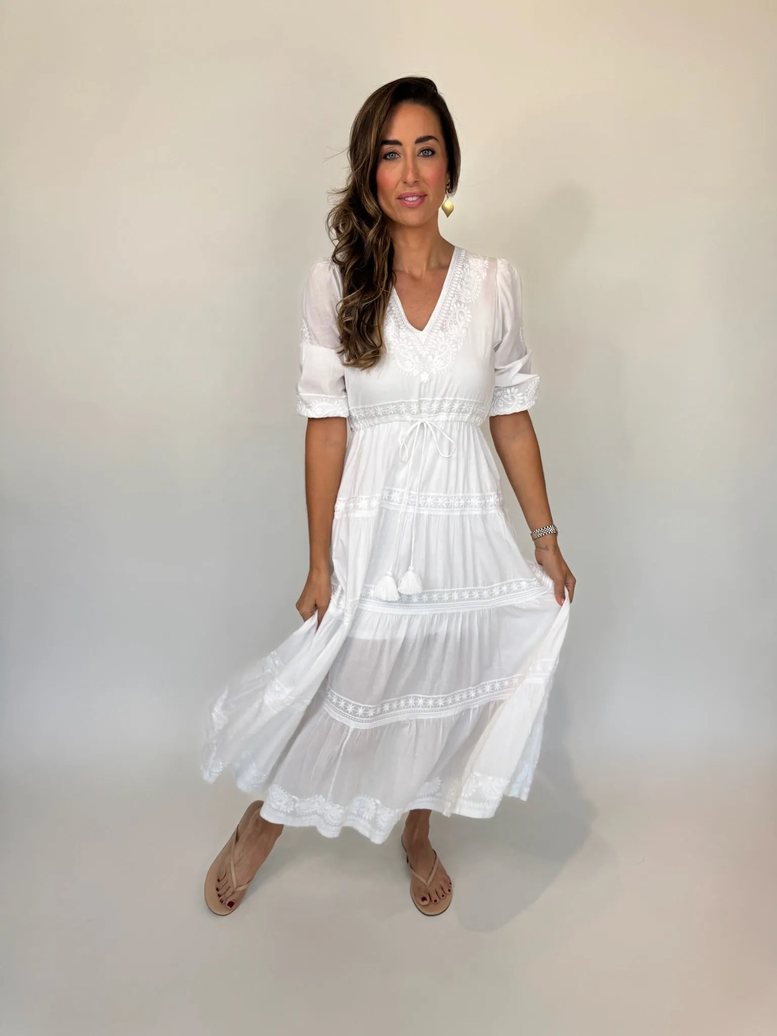 Pranella Azul Kaftan Maxi Dress White