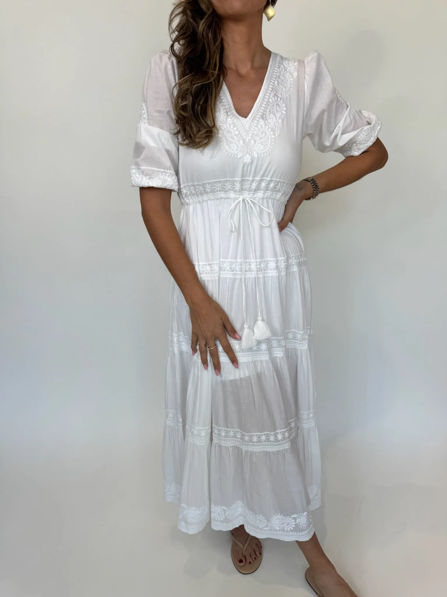 Pranella Azul Kaftan Maxi Dress White
