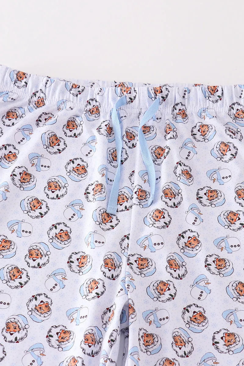 Premium Blue Christmas Santa Claus Print Men Pajama Pants