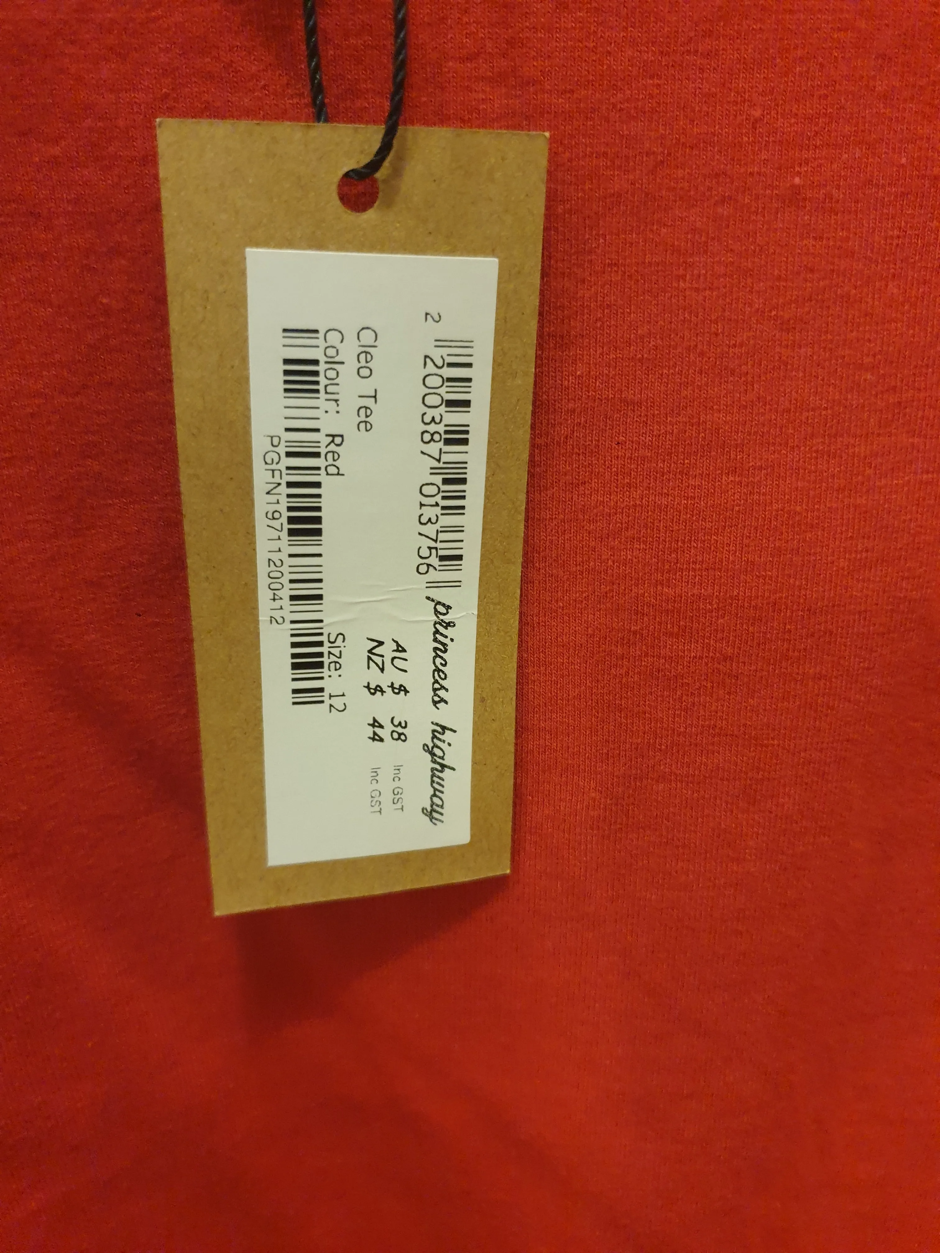 Princess Highway red tee shirt size 12