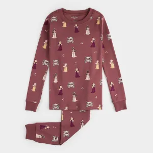 Princesses Print on Merlot PJ Set
