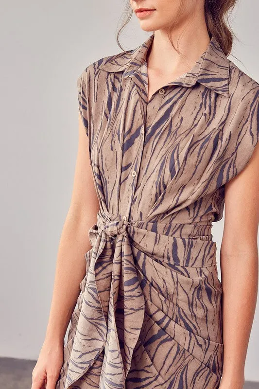 Printed Front Tie Dress