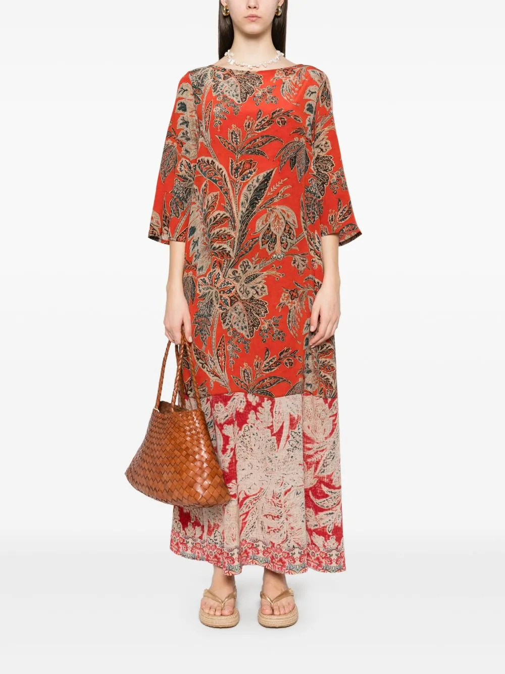 Printed silk maxi dress