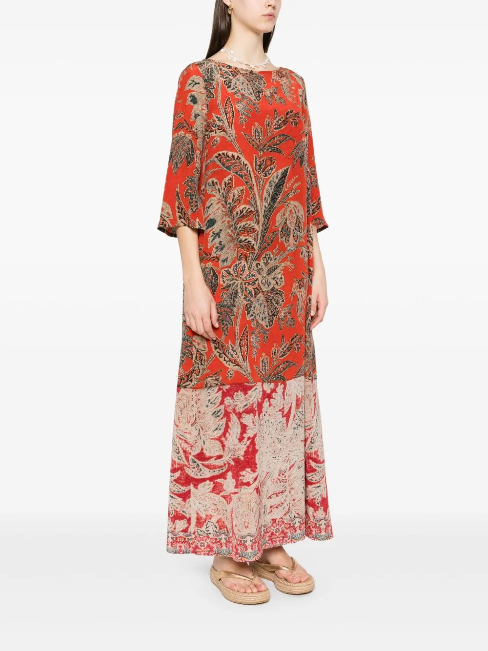 Printed silk maxi dress