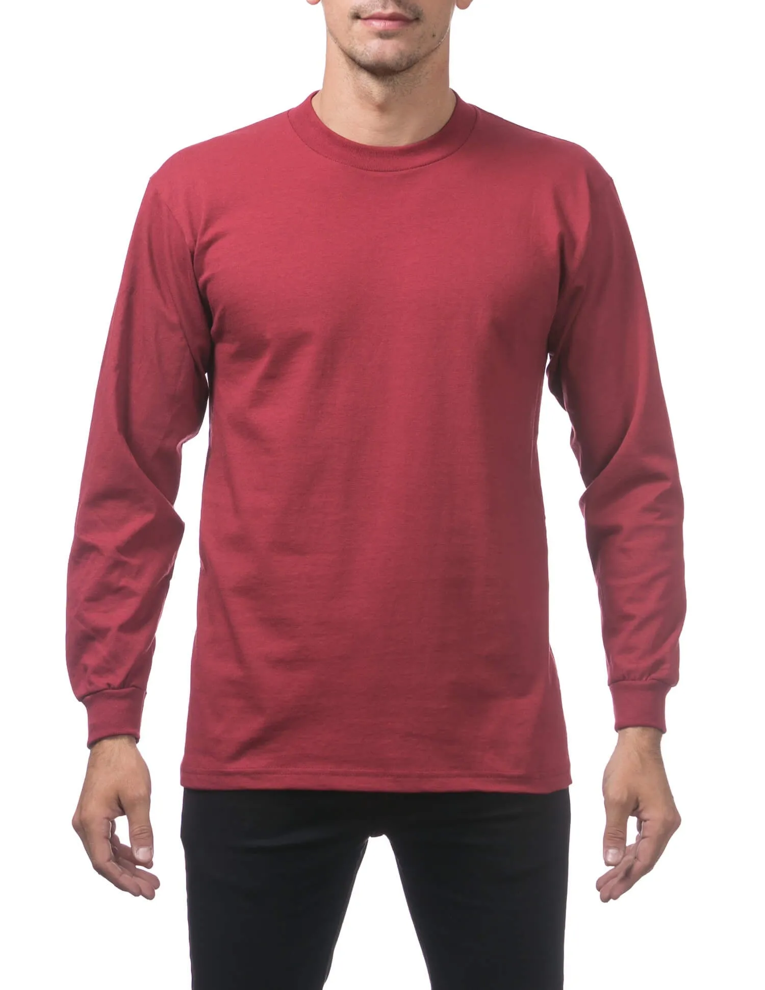Pro Club Heavyweight Cotton Long Sleeve Crew Neck - BURGUNDY