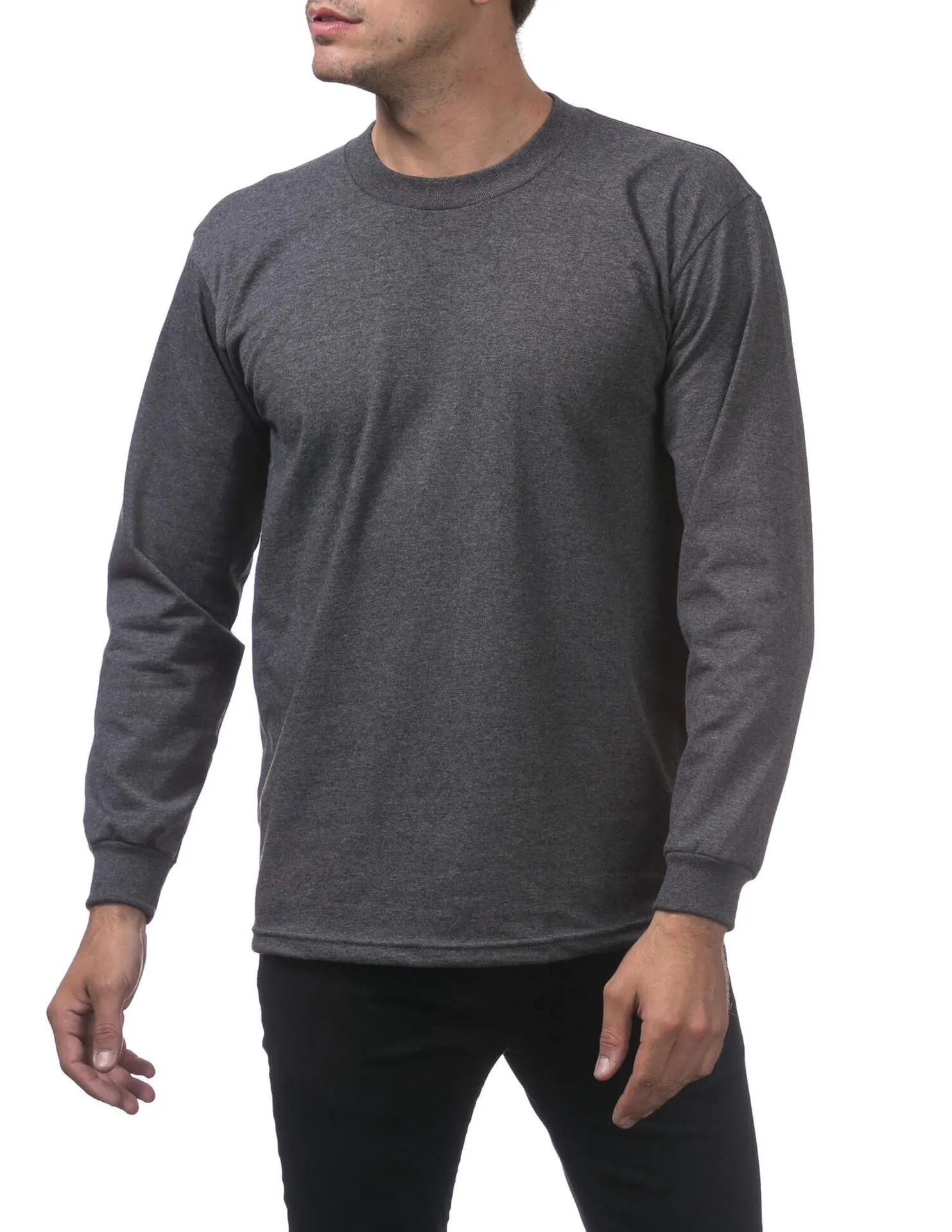 Pro Club Heavyweight Cotton Long Sleeve Crew Neck - CHARCOAL