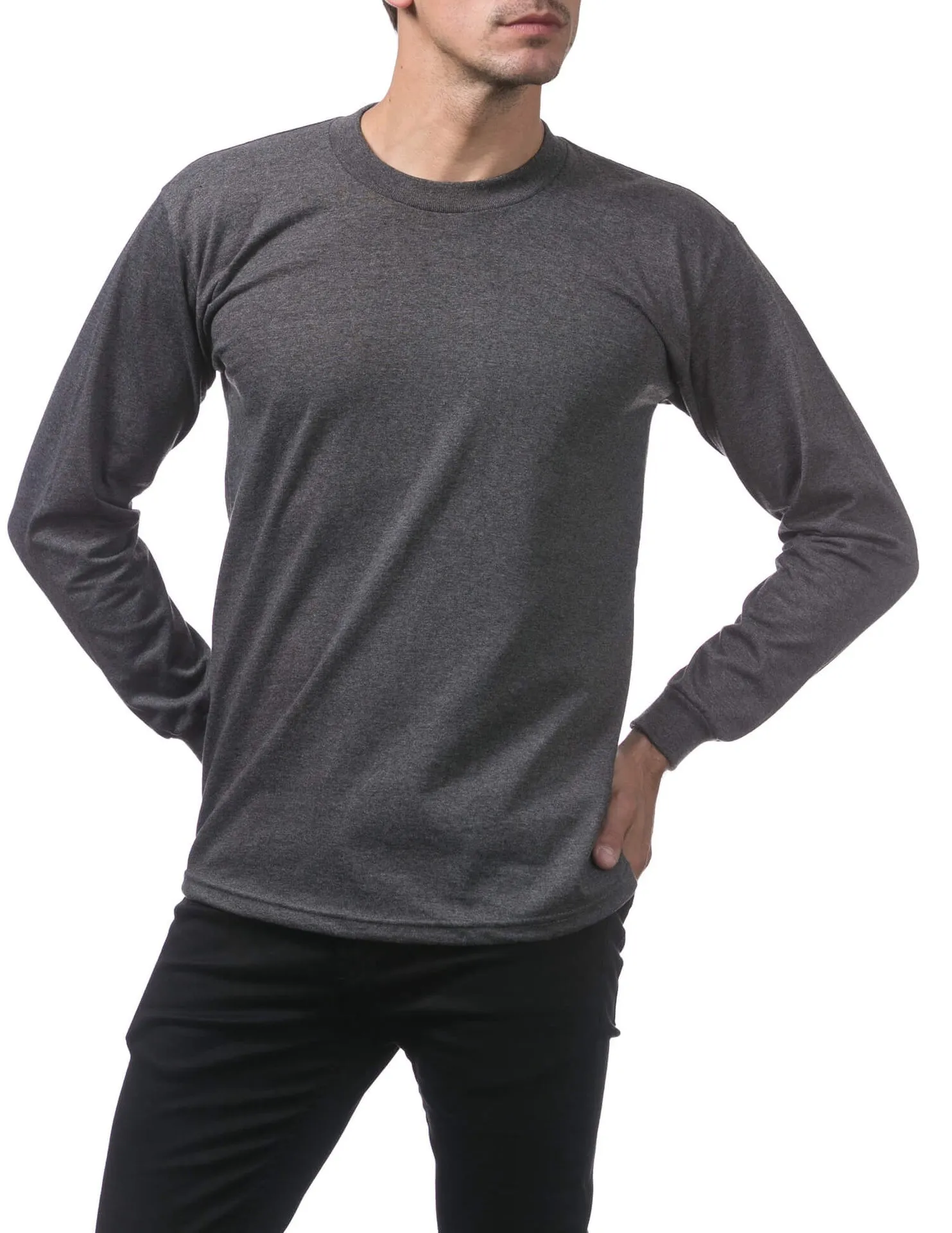 Pro Club Heavyweight Cotton Long Sleeve Crew Neck - CHARCOAL