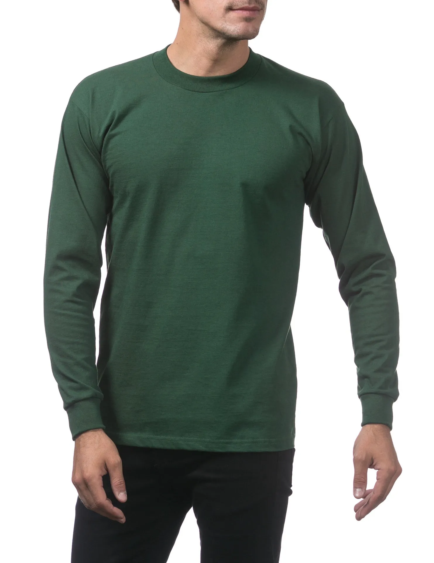 Pro Club Heavyweight Cotton Long Sleeve Crew Neck - FOREST GREEN
