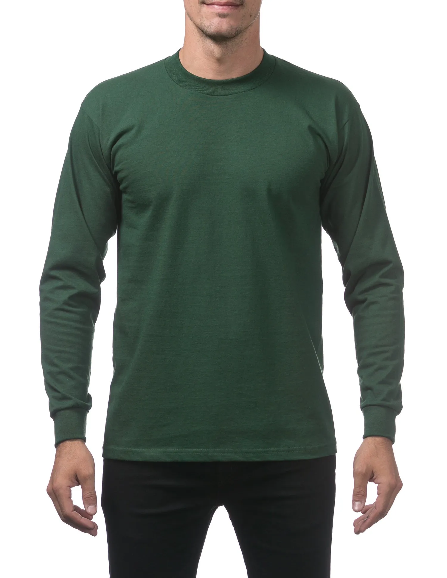 Pro Club Heavyweight Cotton Long Sleeve Crew Neck - FOREST GREEN