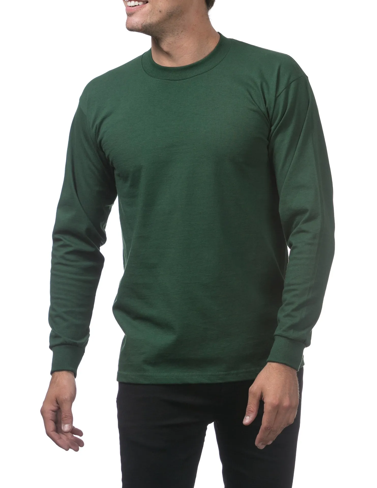 Pro Club Heavyweight Cotton Long Sleeve Crew Neck - FOREST GREEN