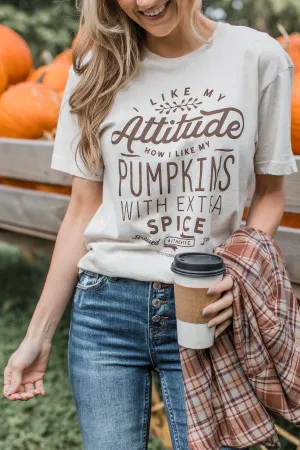 Pumpkin Attitude Graphic Tee- Heathered Oatmeal