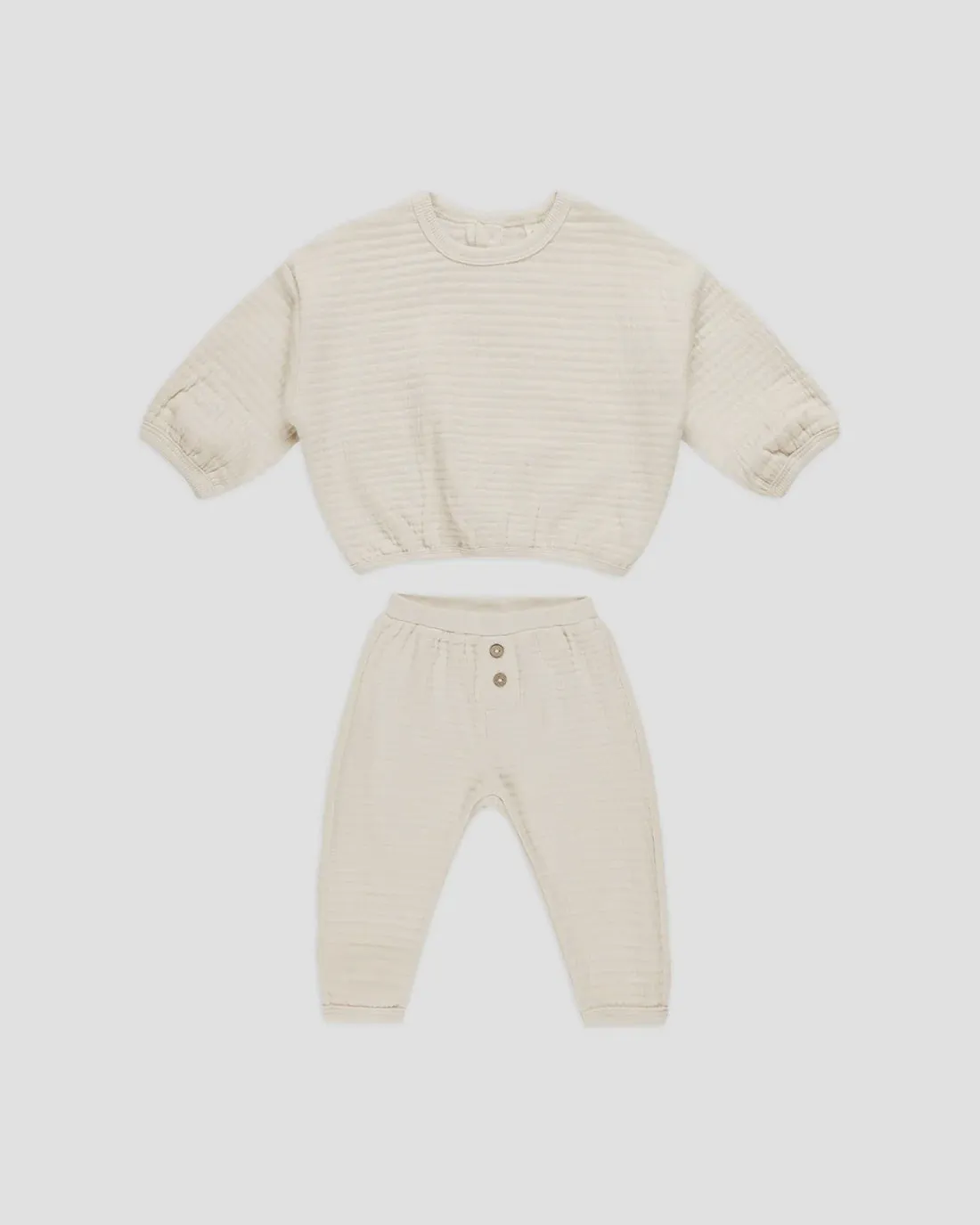Quincy Mae - Textured Sweat Set - Natural