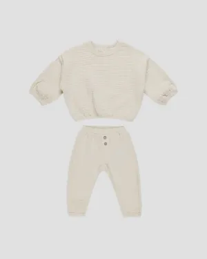 Quincy Mae - Textured Sweat Set - Natural