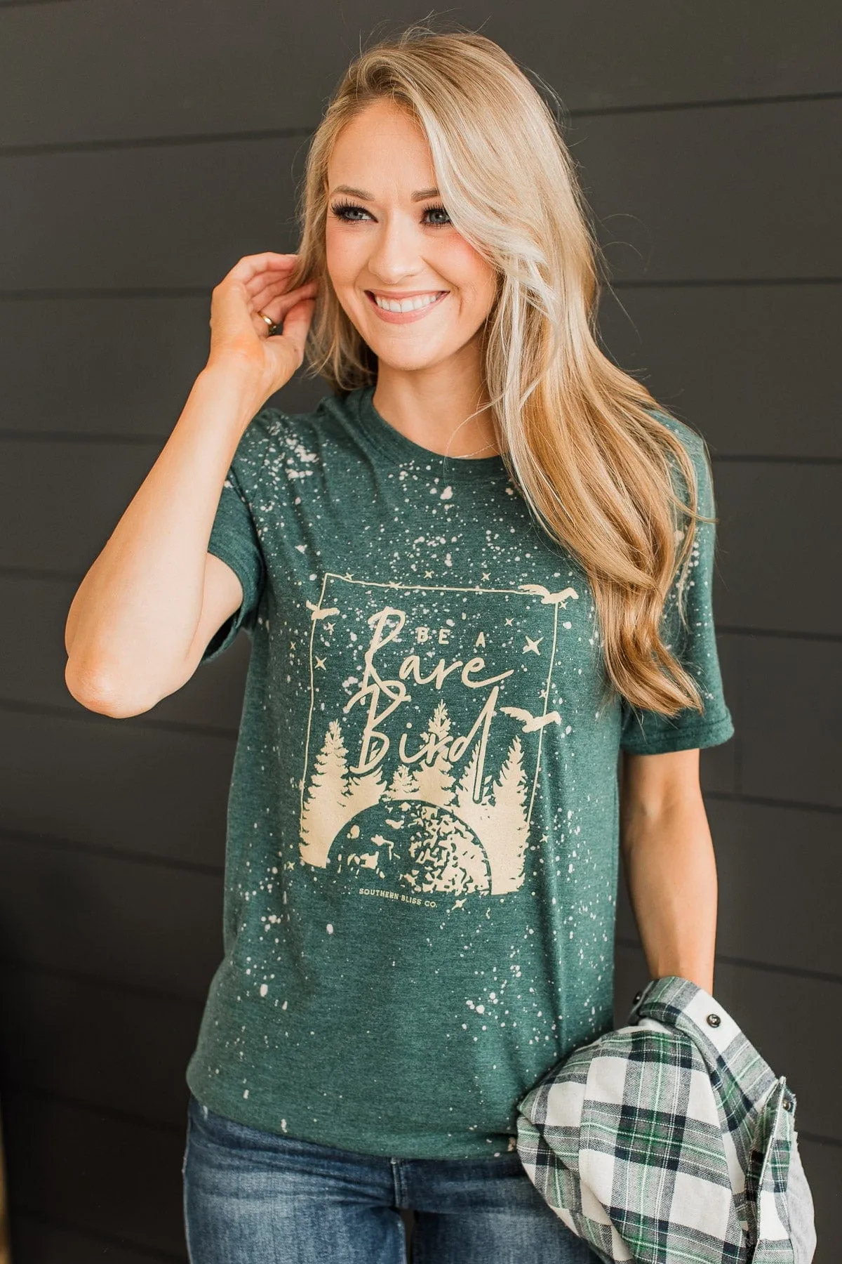 "Be A Rare Bird" Graphic Tee- Hunter Green