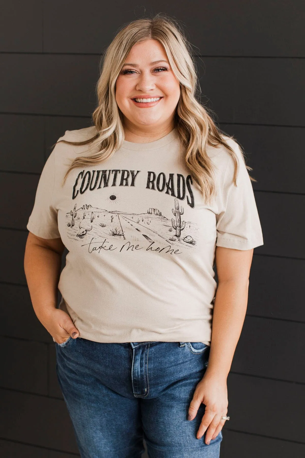 "Country Roads Take Me Home" Graphic Tee- Tan