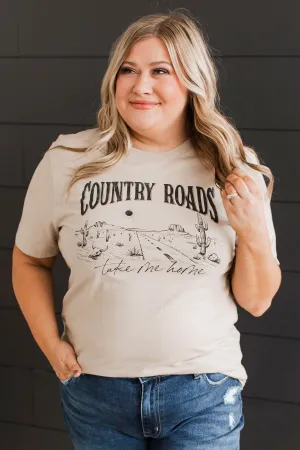 "Country Roads Take Me Home" Graphic Tee- Tan