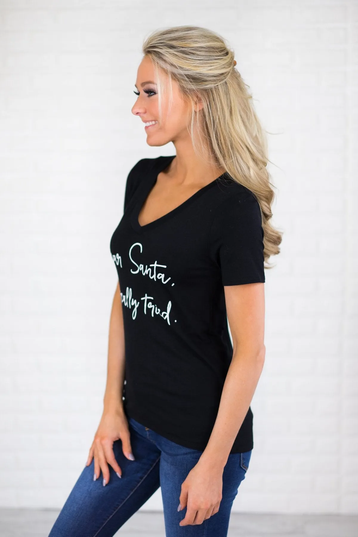 "Dear Santa, I Really Tried" Short Sleeve Top