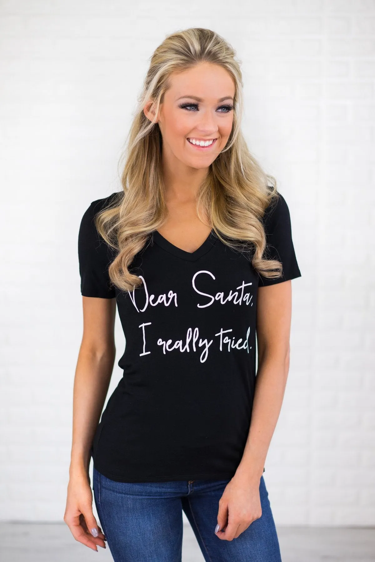"Dear Santa, I Really Tried" Short Sleeve Top