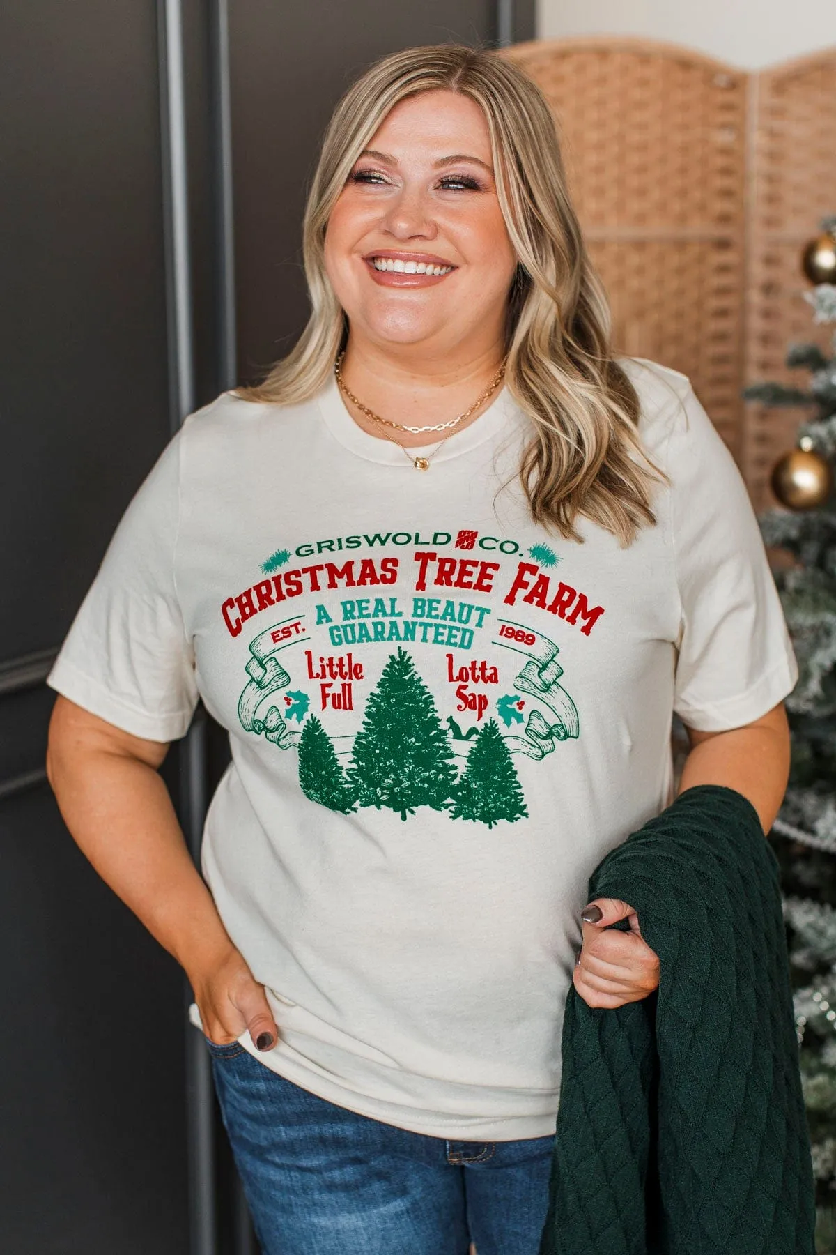 "Griswold & Co. Christmas Tree Farm" Graphic Tee- Cream